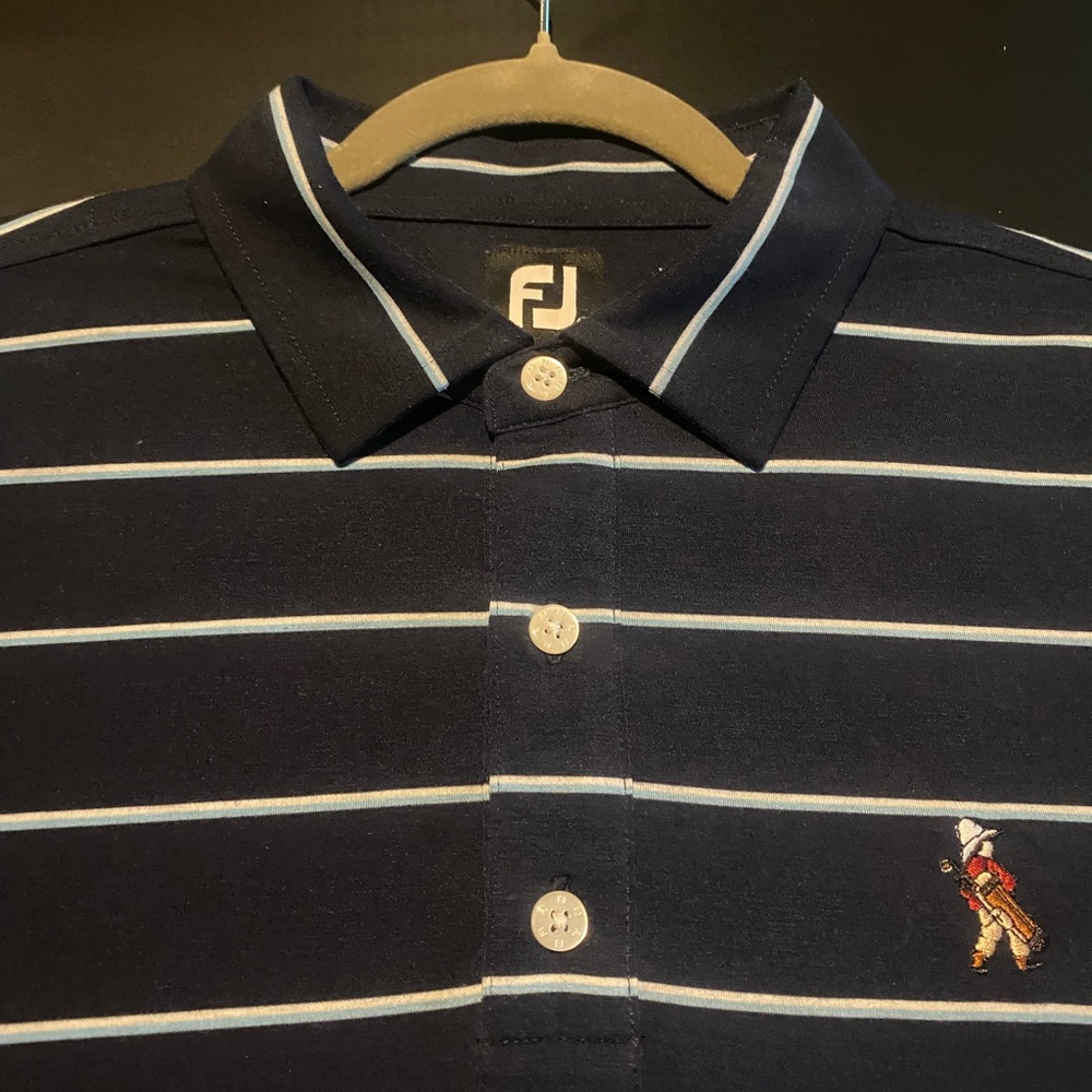 Men's Navy Striped FJ Polo Shirt (XL)